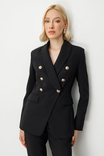 Ekol Double Breasted Collar Cover Pocket Jacket