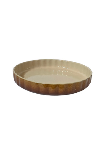 Cesiro Vas termorezistent rotund, 28×4.5 cm, Crem/Maro