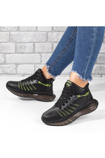 BMoD Unisex black and green sports boots MOD06748