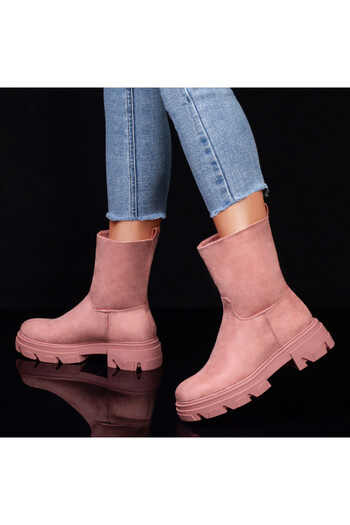 BMoD Women's pink suede boots with a chunky sole MOD07525