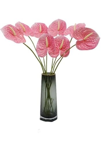 Generic Corkwaw 8 Pcs 23-5/8 inch Artificial Anthurium Flowers Real Touch Fake Flower for Table Centerpieces