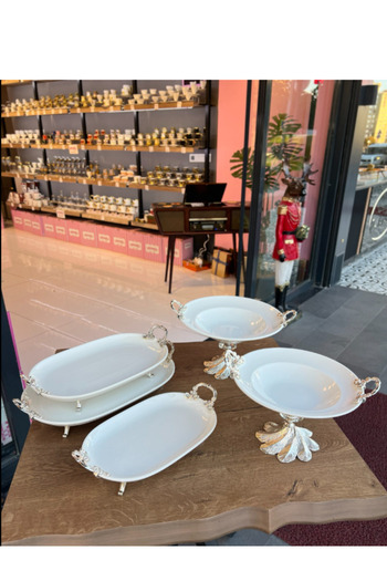 PONCİKPAZAR 5 Piece Porcelain Presentation Set 3+2 Series **