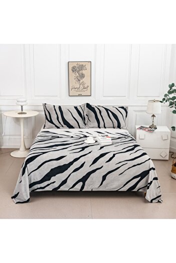 CHIRASO Cocolino Blanket Set 200x230, Soft and Fluffy, Double Bed, plus 2 Pillowcases, Zebra