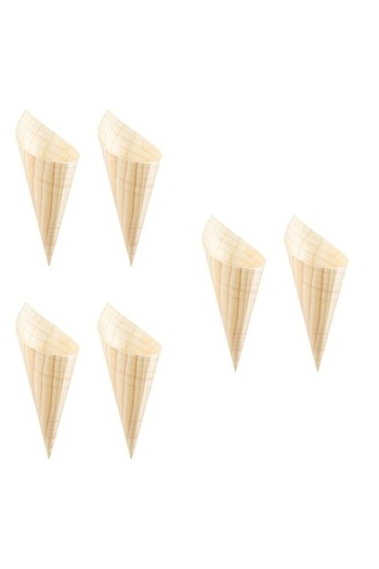 SHOPIENS Set 6 Wooden Cones for Serving Sauces and Snacks at Parties, 18 cm