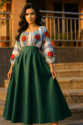 Ie Traditionala Traditional Dress Stylized with Poppies 8
