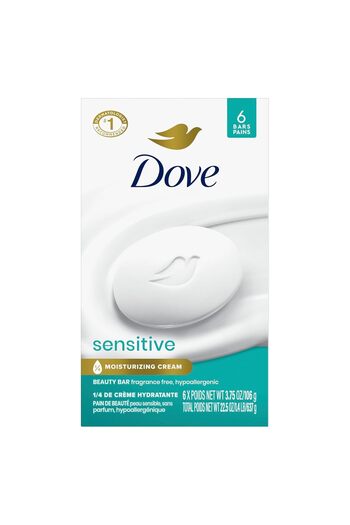 Dove Soap for Sensitive Skin, 6 Pack, Unscented & Hypoallergenic, 106 g X 6 (Total 637 g)