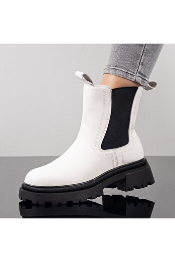 BMoD White women's boots with elastic inserts MOD10697