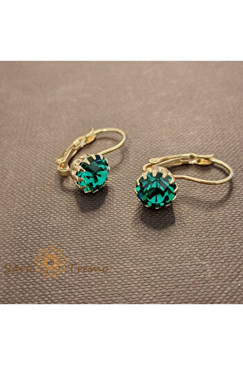 saratremo Esmeralda Earrings – Green Crystals Plated with 18K Gold, Brazil