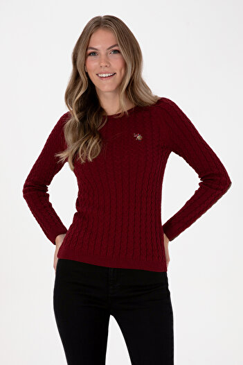 U.S. Polo Assn. Women's Burgundy Basic Sweater 50307728-Vr014