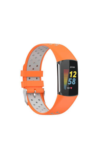 Edman Sports Bracelet Strap for Fitbit Charge 5, Orange/Gray