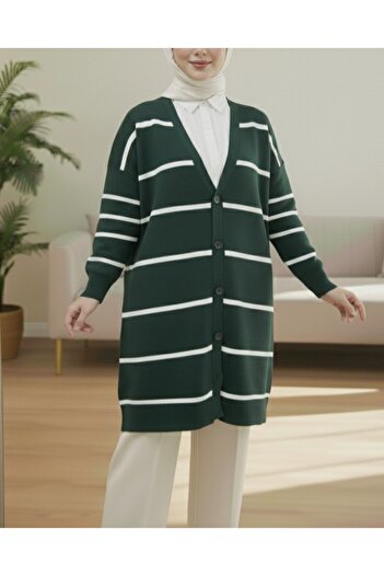 Modamorfo Striped Buttoned Cardigan