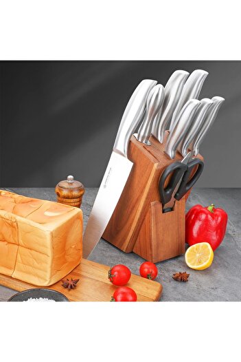 Danube Home Chef’s Delight Celina 9-Piece Knife Set with Block – Pro Stainless Knives for Kitchen Use