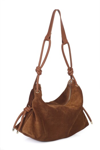 Alessia Bag Feyre Genuine Suede Leather Knot Detailed Shoulder Bag