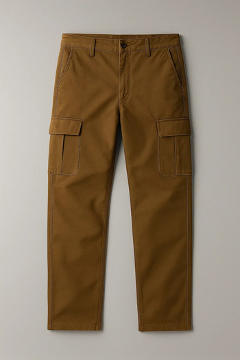 DAMGA JEANS Men's High Waist Cargo Pocket Coffee Baggy Pants