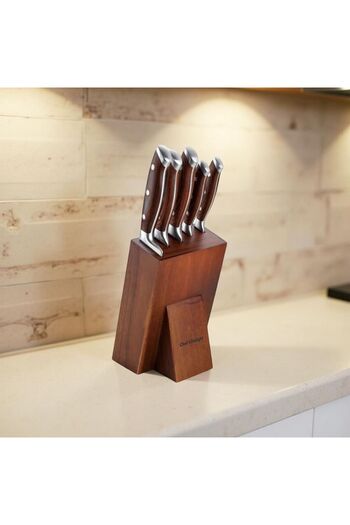 Danube Home Chef's Delight 6-Piece Knife Set with Block – Sharp Stainless Steel Knives for Home & Chefs