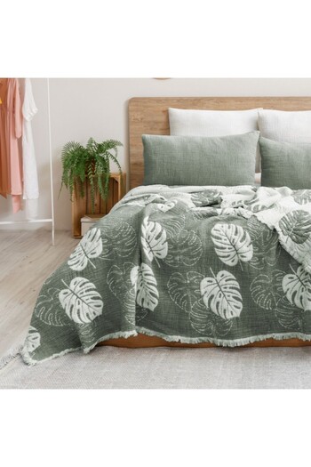 Şaheser Muslin blanket 240x260cm + 2 pillowcases, Saheser Home, Forest green