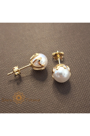 saratremo Pearl Grace Earrings – White Pearl 18K Gold Plated Brazil