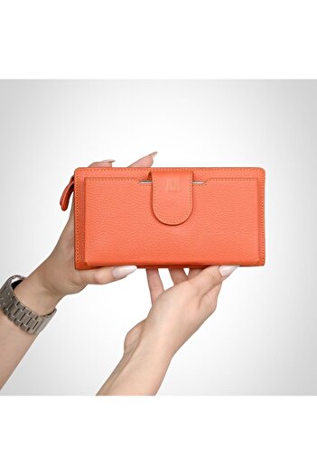 MFT Leather Design Genuine Leather Women's Wallet |   Bulgari 1232 Flother Matte Orange