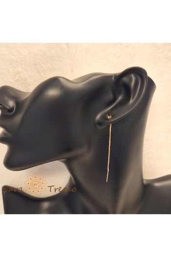 saratremo Onyx Line Earrings – Black Crystal 6 cm 18K Gold Plated Brazil