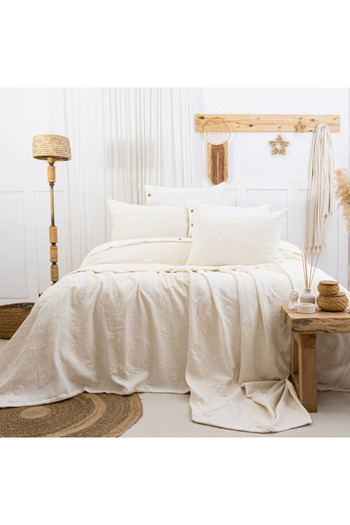 Şaheser Jacquard cotton duvet cover 240x260cm + 2 pillowcases, Julia cream