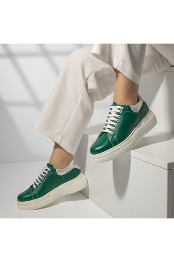 BMoD Green women's casual shoes with a thick sole, made of genuine leather MOD08254