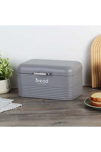 Danube Home Gravitas Metal Bread Box Grey – Airtight, Anti-Rust, Durable & Space-Saving Kitchen Storage Box
