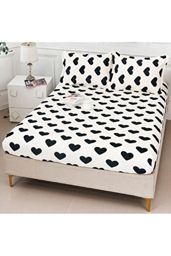 CHIRASO Cocolino Bed Cover Set with Elastic CHIRASO, 180x200+30cm and 2 Pillowcases, Hearts