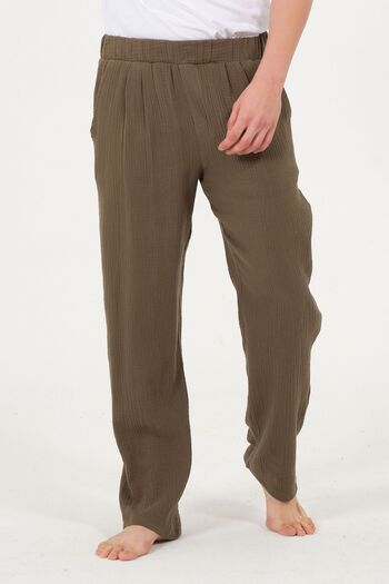 RELAXL 100% Cotton Muslin Comfortable Fit Khaki Pajama Set Oversized Size