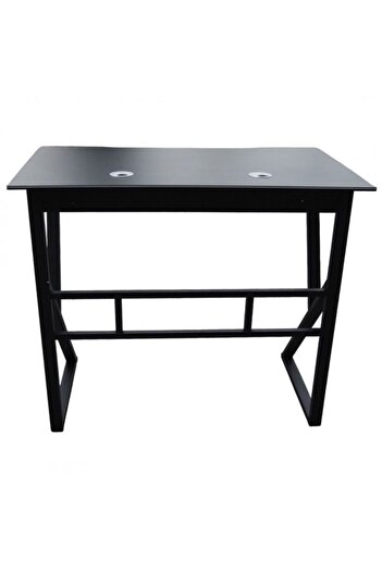 ECARLA Gaming desk, metal frame, smooth top with cable holes, black color, 100x60 cm, eCarla, STL20CZ