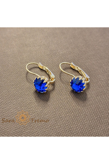 saratremo Indigo Royal Earrings – Indigo Crystals Plated with 18K Gold Brazil