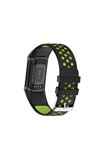 Edman Sports Bracelet Strap for Fitbit Charge 5, Black/Green