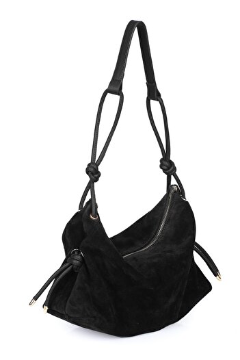 Alessia Bag Feyre Genuine Suede Leather Knot Detailed Shoulder Bag