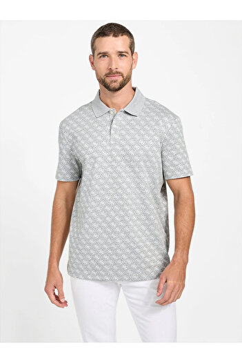 Guess Jacquard Erkek Gri Regular Fit Polo T-Shirt M5BP09K0911-FJ9E