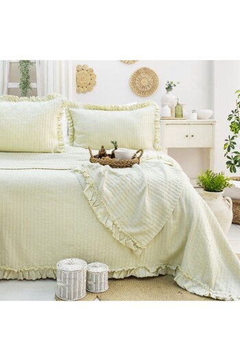 Şaheser Jacquard cotton blanket 240x260cm + 2 pillowcases, Marta Light green