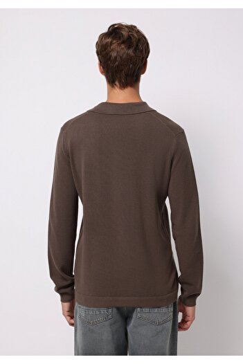 Colin's Regular Fit Polo Neck Jacquard Men's Brown Sweater