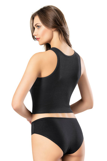 Batıdan Women's Camisole Wide Strap Sporty Style Crop Black 6-Pack - Black - Batdnkog-6K43O1-Si