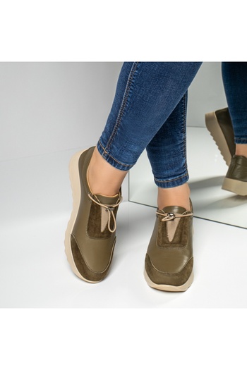 BMoD Khaki suede women's casual shoes, made of genuine leather MOD03626