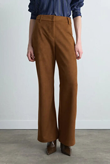 Gusto Wide Leg Suede Pants - Tan