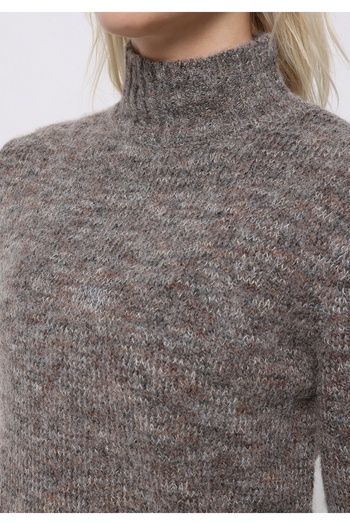 Colin's Slim Fit Stand Collar Απλό Γυναικείο Καφέ Πουλόβερ