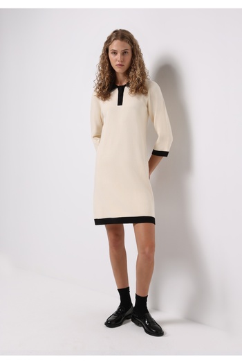 Colin's Regular Fit Plain Women's Ecru ¾ Sleeve Dress