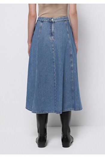 Colin's Regular Fit Straight Zippered Women's Blue Skirt