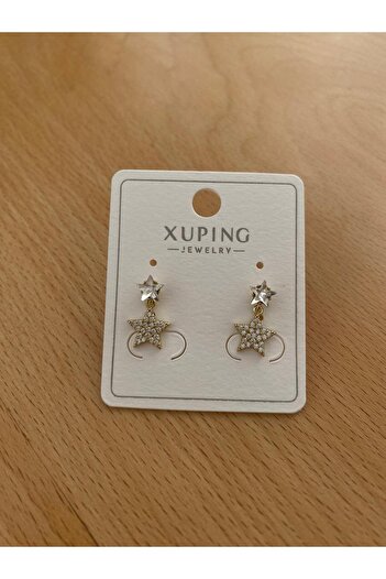 marsel aksesuar Xuping Mini Boy Star Figure Zircon Stone Detail Gold Earrings