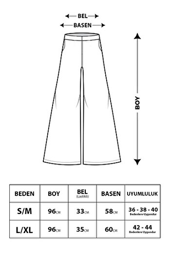 Hatun Atila Elastic Waist Wide Cut Flared Double Crepe Trouser Skirt - Brown