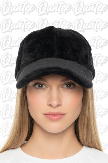 QUATEX Plush Winter Hat - Black 100% Plush Fabric Unisex Model