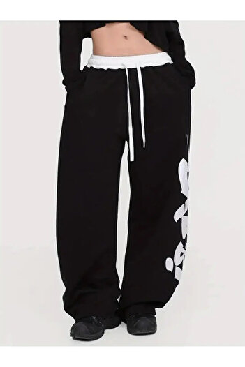 Touz Moda Graffiti Oversize Ayarlanabilir Paça Lastikli Baggy Eşofman Altı