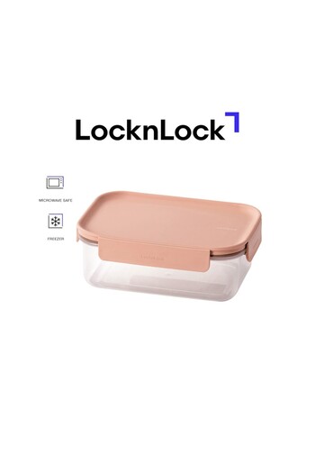 locknlock Classic Plus Rectangle Food Container 420ml – Pink, 4-Side Locking, Stackable & Leakproof