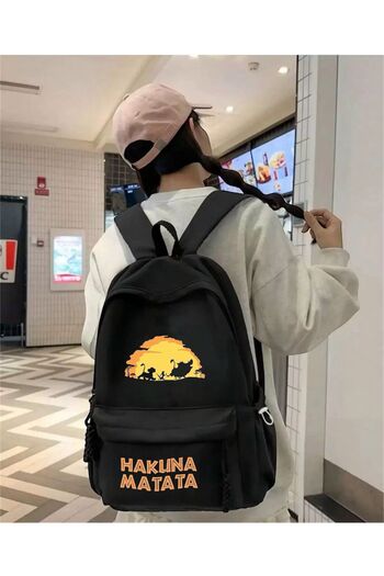 DEEFWEAR Black Lion Hakuna Matata Printed Course, Tutoring, Study School Backpack