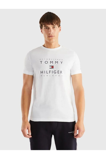 Tommy Hilfiger T-Shirt Established Stacked Mw0Mw29377 Tmavomodrá Regular Fit