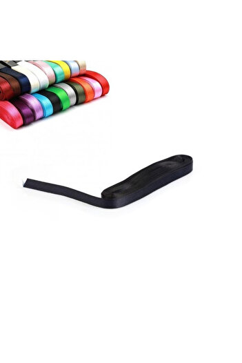 Limmy Black Colored Satin Ribbon 1 cm Thick 10 m Gift and Decoration Ribbon