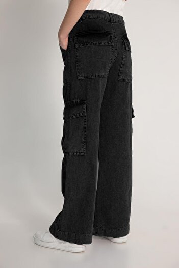 RAPAPA Cargo Pocket Adjustable Waist Girls Cargo Jeans Pants 0405